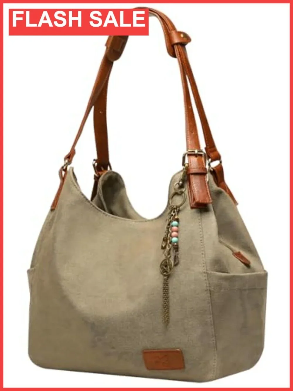 Canvas Hobo Tote Multi Pocket Shoulder Bag Embroidery Ethnic